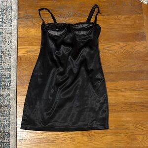 Black Satin Slip Dress